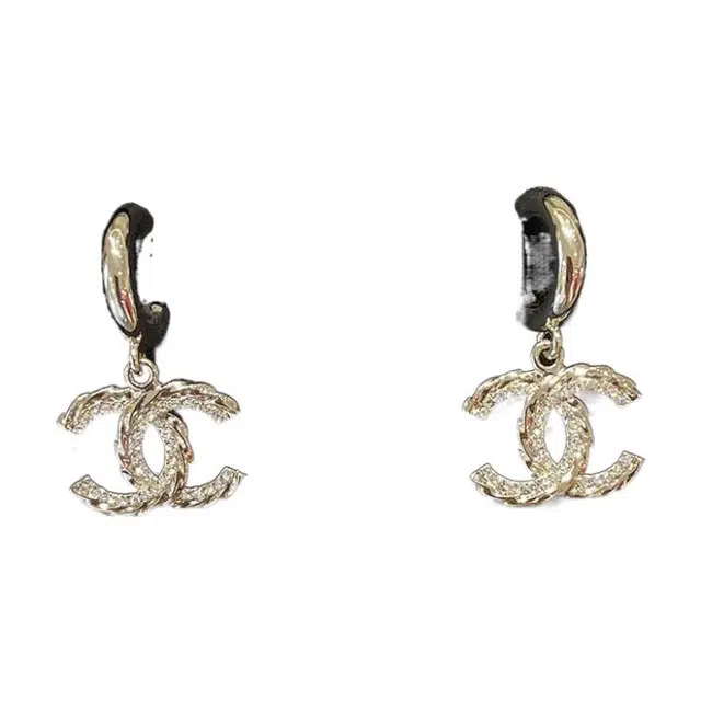 Chanel Classic Double C Pendant Earrings Gold