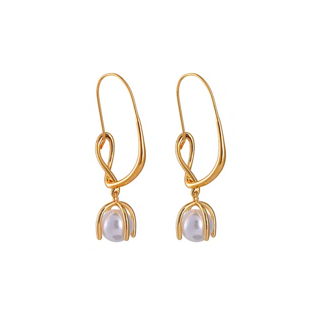 都爵 线条 小众轻奢设计感 气质网红 仿珍珠 耳环 女款