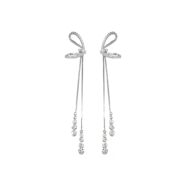 韵系 蝴蝶结法式甜美长款蝴蝶结流苏轻奢小众 铜镀金 耳环 女款