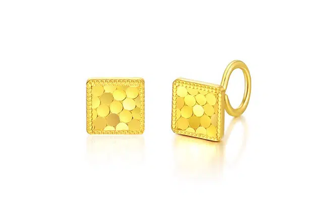 赛菲尔 蜂巢几何亮片耳饰 精致轻奢优雅饰品 足金 按克计价 黄金耳钉 女款