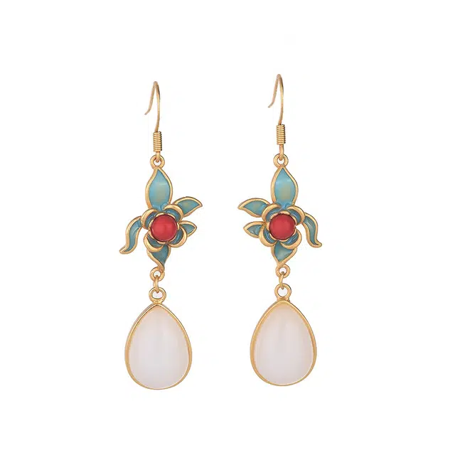彤彤兔 彩绘花卉 精致轻奢优雅小众高级感 耳环 女款