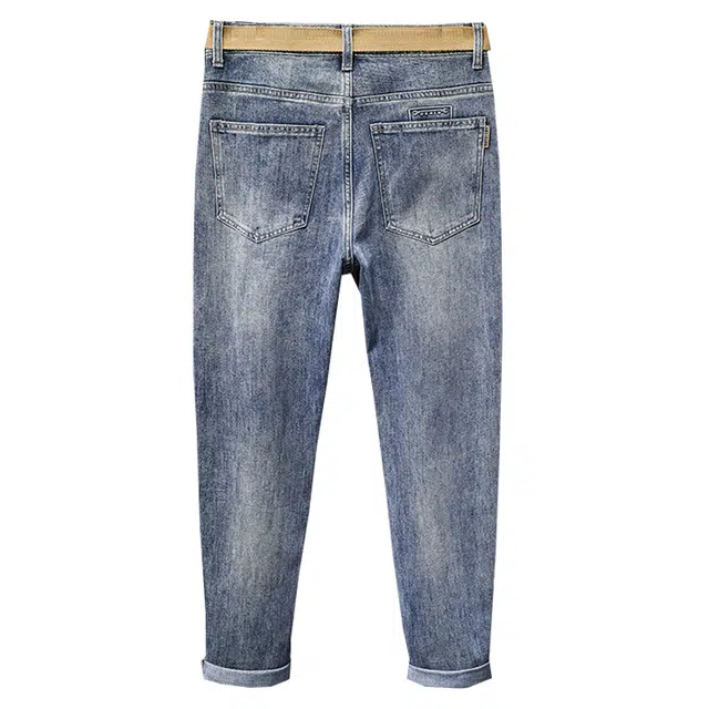 雅鹿 潮牌宽松直筒潮流休闲美式牛仔裤 男款 蓝色