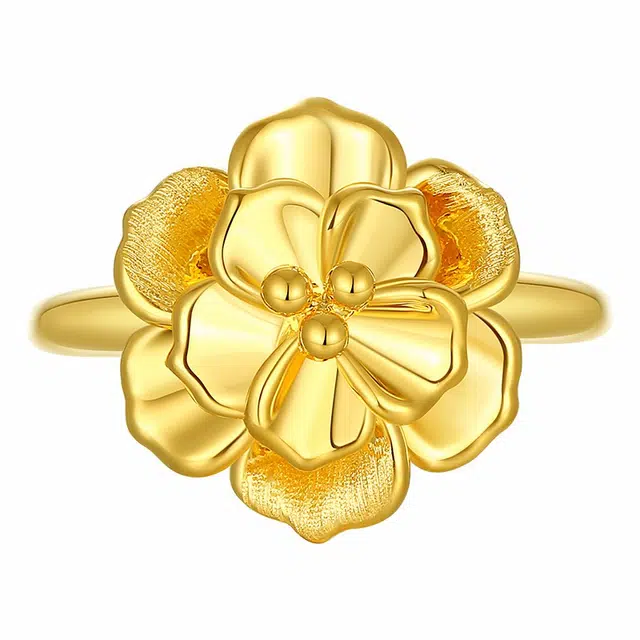 周大生 幸福花语繁花硬金天香牡丹花 足金 按克计价 黄金戒指 女款