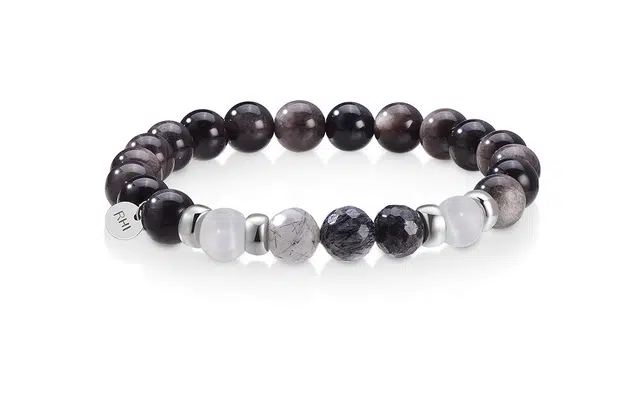 印象瑞红 三生有幸系列水墨烟云国风 黑曜石 玉石手串 男女同款情侣款