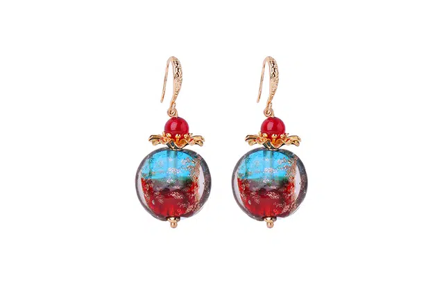 凤凰涅磐 新中式复古 原创手工民族风 琉璃 玉石耳环 女款