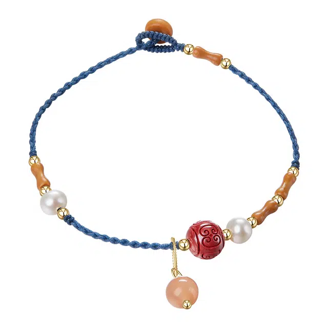 迷颂玛 淡水珍珠节节高升竹节手编绳手链 时尚简约复古小清新手工编织链 新中式国潮民族风小众设计手饰 水晶 首饰 女款 精美礼盒