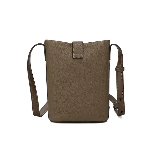 稻草人 简约百搭荔枝纹可调节肩带 牛皮革 水桶包单肩斜挎包 常规 女款 黑色/棕色/大象灰