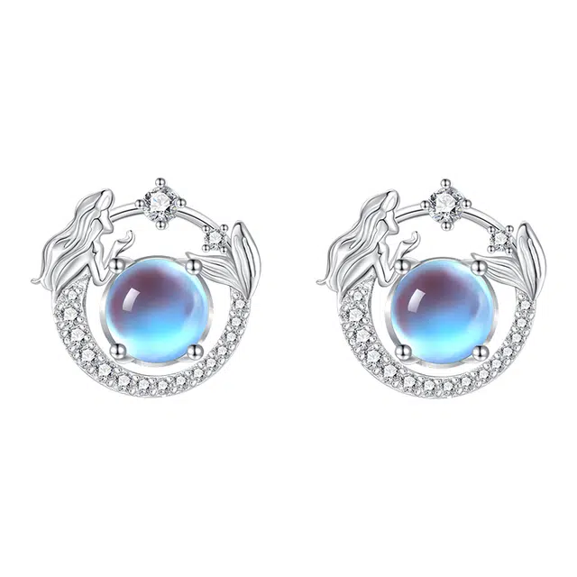 秦福炫 美人鱼耳饰 小众设计感新款气质高级感耳饰 玉髓 耳钉 女款