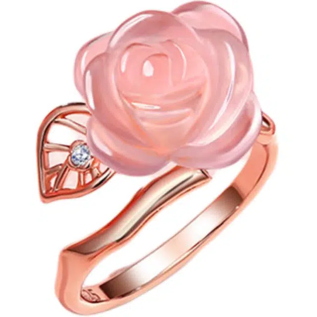 阿黛丽 小众设计芙蓉石 水晶 玉石戒指 女款