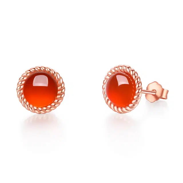 翠雅金楼 新中式国风 大气优雅 玛瑙 玉石耳钉 男女同款情侣款