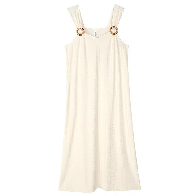 歌倩雅 纯色薄款纯欲风吊带无袖长款睡裙 女款 杏色