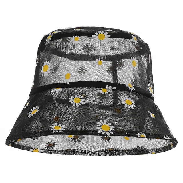 浪莎 夏季薄款小清新透气小雏菊花朵防晒遮阳 聚酯纤维 渔夫帽太阳帽 女款
