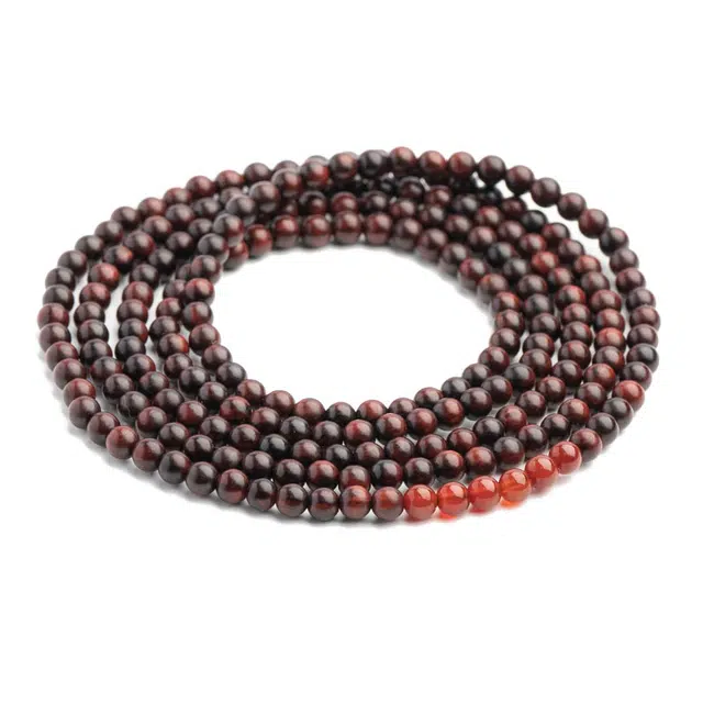 仙源 红色  两戴款 文玩佛珠 玛瑙 木作手串 男女同款情侣款 紫檀属