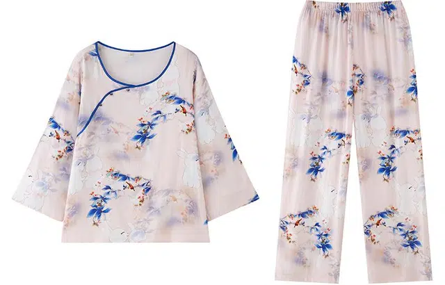 怡吾色 古典中国风简约竹棉可外穿睡衣套装 女款