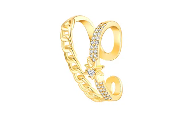 银千惠 启明星 流转六角星芒轻奢小众不对称设计时尚个性高级百搭星星叠戴无痛耳骨夹耳饰 耳夹 女款