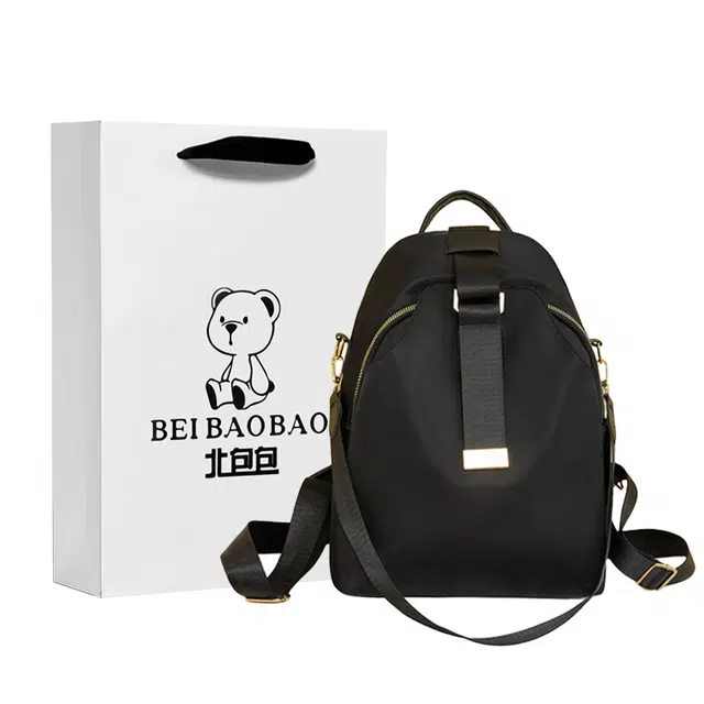 北包包 时尚高级感通勤包防水旅行帆布百搭背包 牛津纺 双肩包 黑色/白色