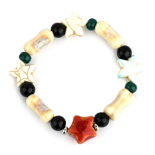 谧月珠宝 可爱复古小狗骨头 文艺民族风 陶瓷 手串 男女同款情侣款