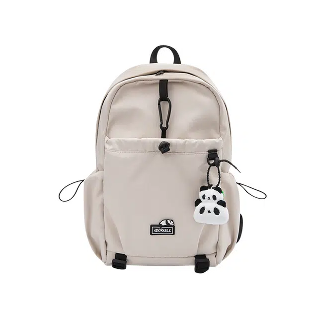 森马 双肩包男熊猫系列情侣工装背包 涤纶 多色