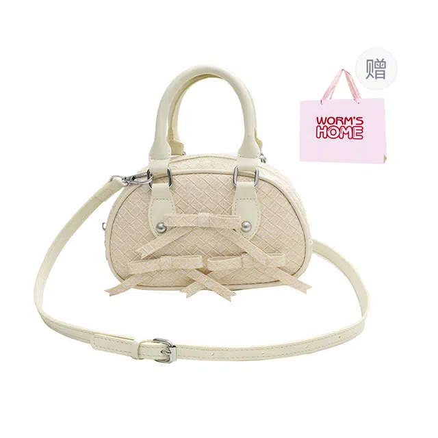 高级感 百搭单肩斜挎包 编织小众手提小包 女款 米白色黑色蓝色粉色棕色