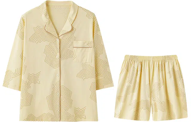 宫蝶 莫代尔棉七分袖家居服可外穿宽松大码休闲睡衣套装 女款 黄色