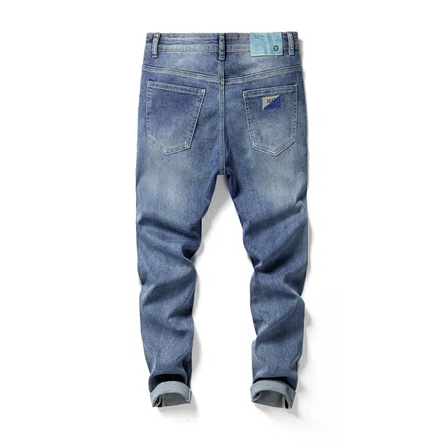 雅鹿 美式复古宽松水洗直筒牛仔裤 男款 浅蓝