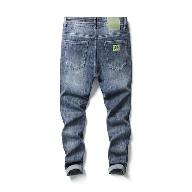 雅鹿 水洗弹力美式宽松直筒牛仔裤 男款 蓝色