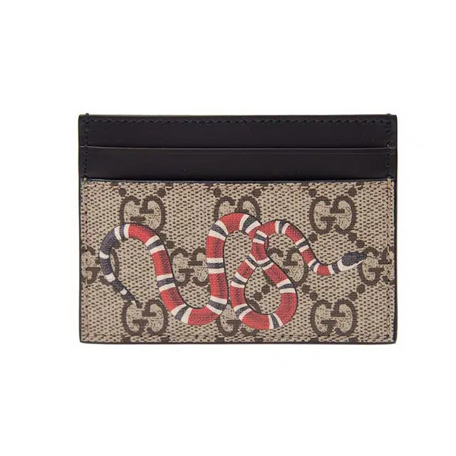 Gucci Coral Snake Logo Card Holder Ebony Black