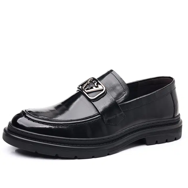 健休 头层牛皮 简约舒适休闲百搭时尚 正装皮鞋 男款 黑色