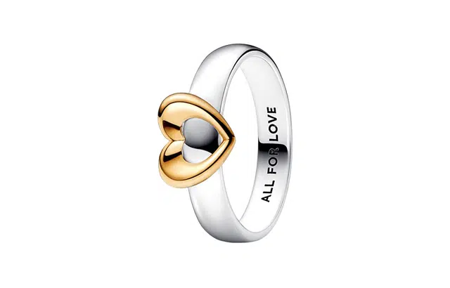 Pandora Moments Shining Two-Tone Heart Ring