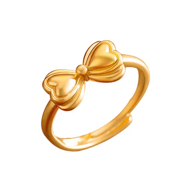 华髻 在逃公主蝴蝶结小众设计感蝴蝶结活口甜美日系仙女可爱精致优雅森系小清新古法甜妹纯欲 合金 戒指 女款