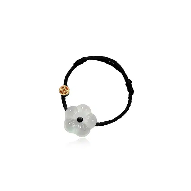 饰伴 甜美国潮复古轻奢 小众小清新可爱 编织绳 梅花 树脂 戒指 男女同款情侣款