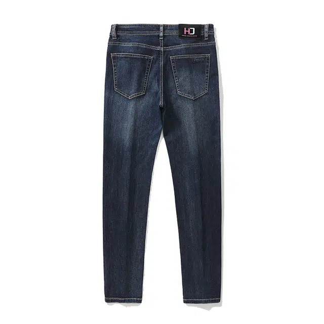 雅鹿 百搭弹力水洗直筒宽松商务休闲牛仔裤 男款