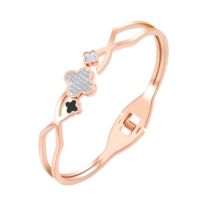 华髻 新中式国潮四叶草卡扣韩版轻奢 欧美风高级感小众 手镯 女款