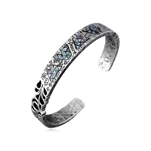 饰伴 小众几何涂鸦 复古朋克中性欧美嘻哈风 合金 彩脂贝 树脂 手镯 女款