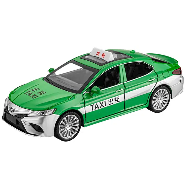 驰誉车玩 丰田凯美瑞 出租车 合金车模 亮灯回力行驶 车门可开 仿真汽车 成品模型