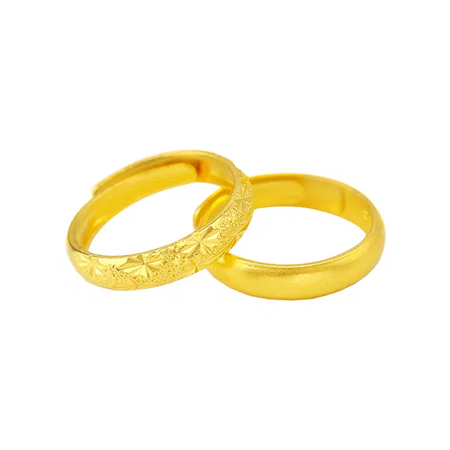 华髻 新中式古法传承 沙面条戒精致轻奢复古甜蜜浪漫高级感素圈 合金 戒指 男女同款情侣款