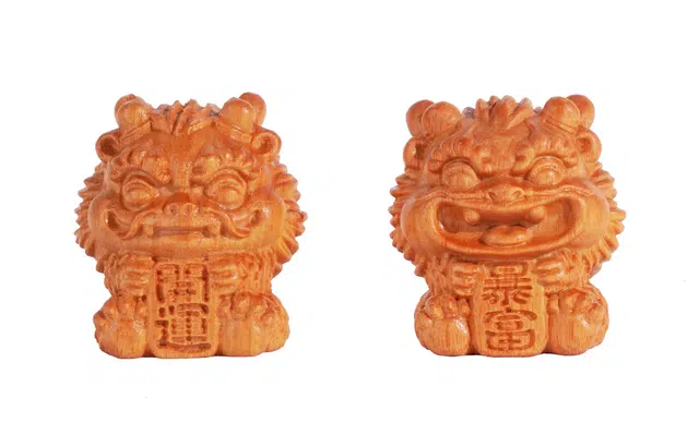 天纵 暴富开运招财吉祥物雕刻一对生肖龙国潮文玩 黄金檀一对 木作摆件 男女同款情侣款 其他木作