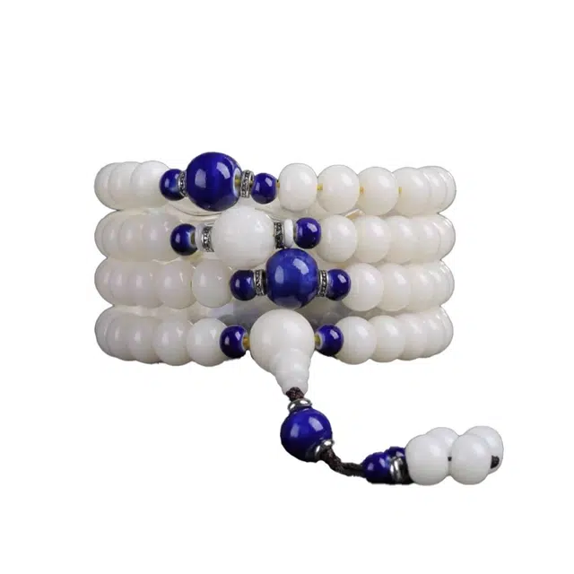 琉堇 中式多圈手持盘玩佛珠 国风复古转运珠手饰 古风叠带文玩念珠 菩提根 手串 男女同款情侣款