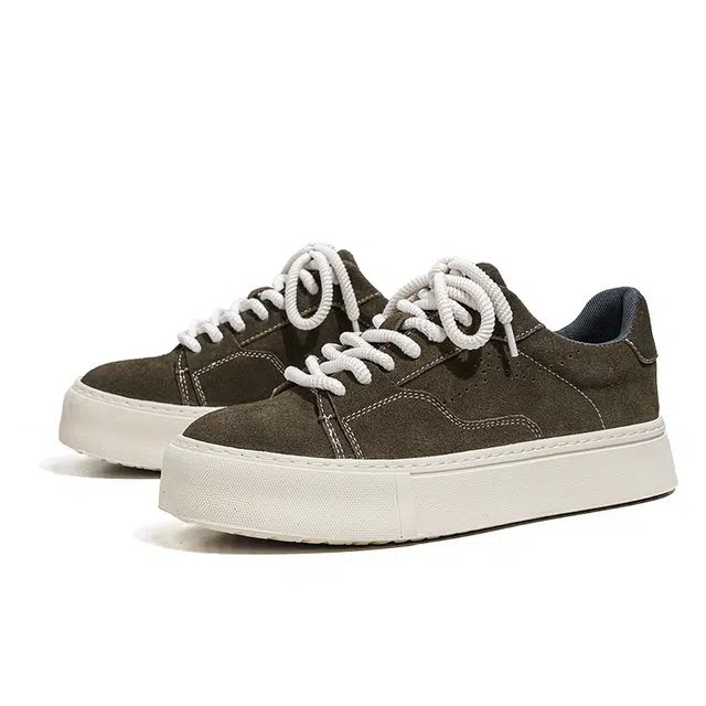 年走索 牛反绒皮 休闲百搭厚底时尚 耐磨 低帮 板鞋 男款