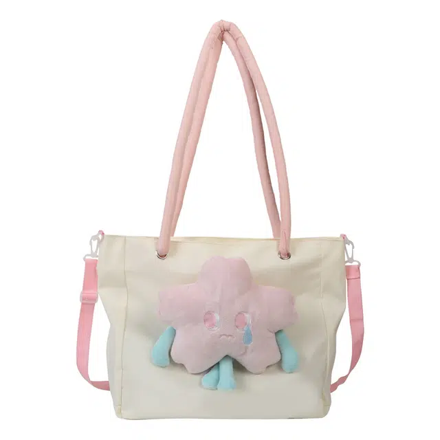 格安诺 大容量撞色潮流时尚简约斜挎休闲托特包 牛津布 单肩包 女款 白色