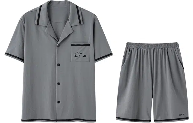 宫蝶 短袖莫代尔舒适家居服简约休闲可外穿大码睡衣套装 男款 灰色