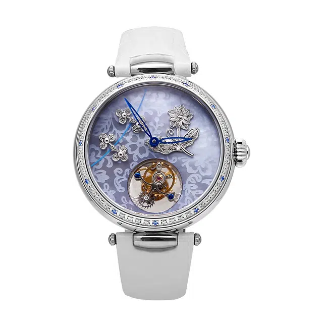 海鸥手表女士银花丝典雅陀飞轮机械机芯花色表盘腕表