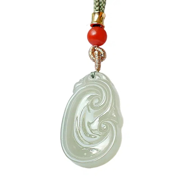 舒杰 油润复古吉祥如意项链 和田玉 项链  新中式国潮  如意 情侣 复古百搭 男女同款情侣款 青白玉