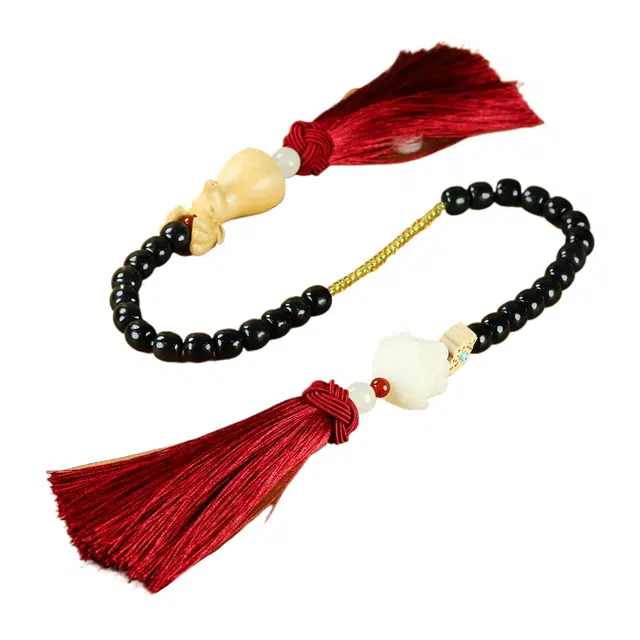 舒杰 一鹿平安车载挂件 和田玉 车载挂件  国潮小众 男女同款情侣款 青玉