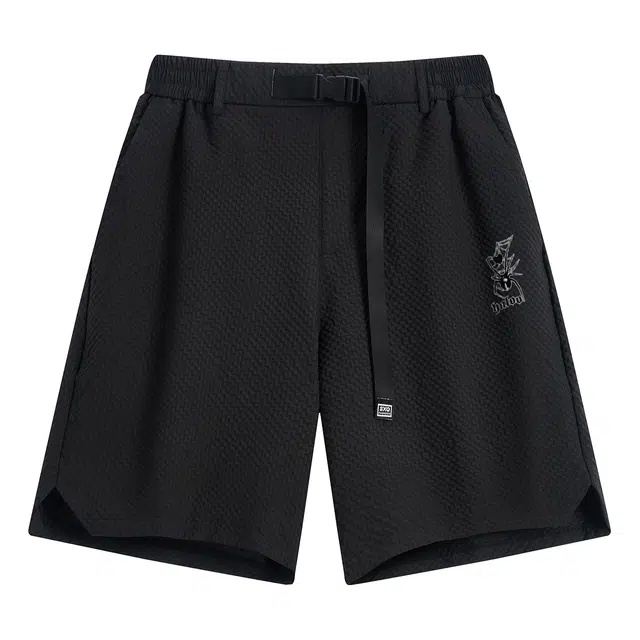 雅鹿 系带中腰蜘蛛字母印花休闲短裤 男女同款