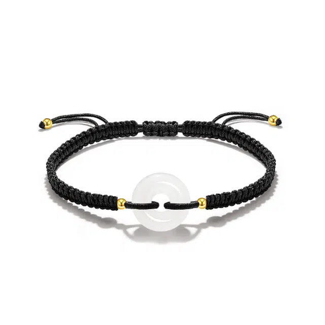 重庆金店 平安扣手绳 新中式国潮简约精致个性简约大气时尚 玉髓 玉石手链 男女同款情侣款