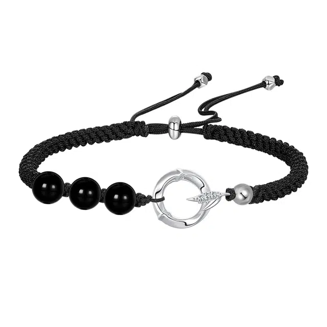 秦福炫 复古经典国潮古风设计新中式小众个性 黑曜石 玉石手链 男女同款情侣款