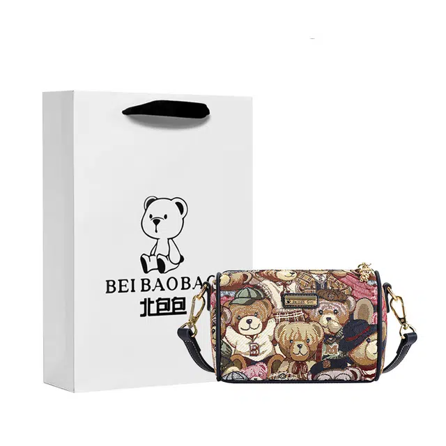北包包 高级感可爱小熊时尚斜挎包 帆布 单肩包 女款 多色
