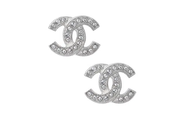 Chanel Classic Double C Earrings Silver
