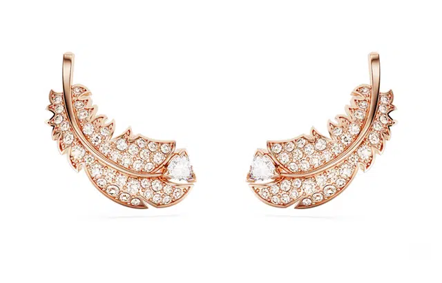 Swarovski Feather Rose Gold Earrings